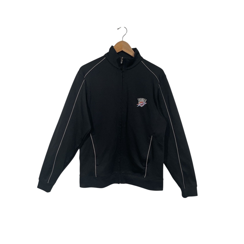 Cutter & Buck Track Jacket Mens Small Black OKC Thunder NBA CB DryTec Full Zip‎